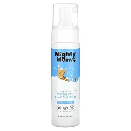 Основне фото товара Mighty Meow Waterless Foam Shampoo For Cats Fragrance Free, Шампу