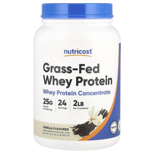 Основне фото товара Grass-Fed Whey Protein Vanilla Основне фото товара Nutricost, Grass-Fed Whey Protein Vanilla, Протеїн Ізолят, 907 г