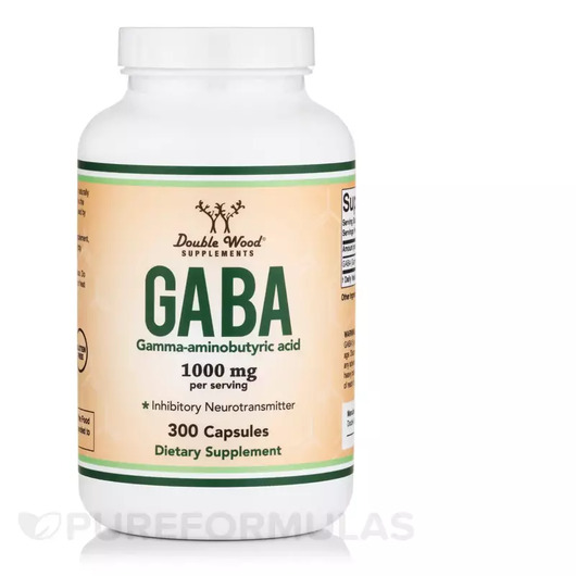 Основне фото товара GABA 1000 mg Основне фото товара Double Wood, GABA 1000 mg, ГАМК, 300 капсул