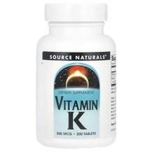 Vitamin K Витамин К1 500 мкг Source Naturals 200 таблеток