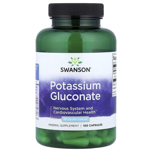 Основное фото товара Swanson, Калий, Potassium Gluconate 99 mg, 100 капсул