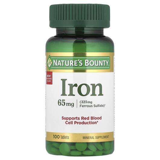 Основне фото товара Iron 65 mg Основне фото товара Nature's Bounty, Iron 65 mg, Залізо 65 мг, 100 таблеток