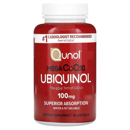 Основное фото товара Qunol, Мега Убихинол, Mega Ubiquinol CoQ10 100 mg, 60 капсул