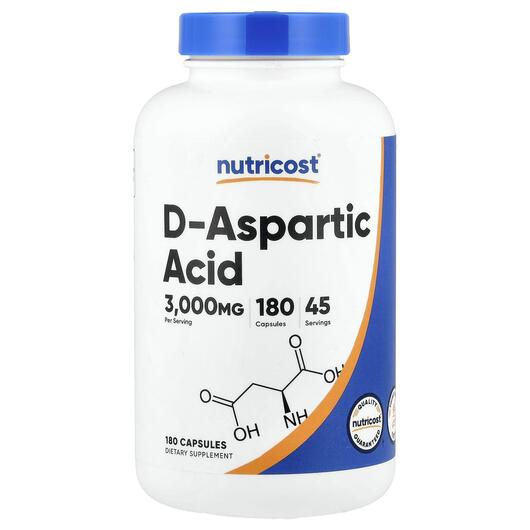 Основное фото товара D-Aspartic Acid Основное фото товара Nutricost, L-Аспартат, D-Aspartic Acid, 180 капсул