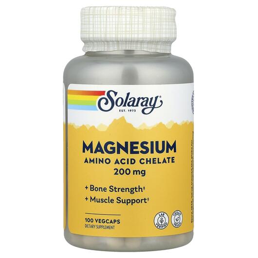 Основне фото товара Magnesium Amino Acid Chelate 200 mg Основне фото товара Solaray, Magnesium, Магній, 100 капсул