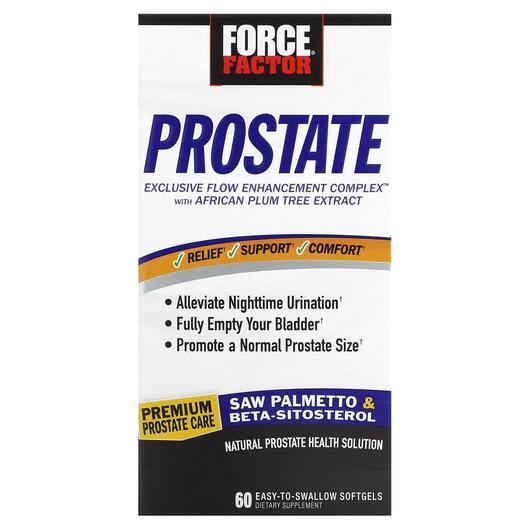 Основное фото товара Prostate Natural Prostate Health Solution Основное фото товара Force Factor, Поддержка простаты, Prostate, 60 капсул