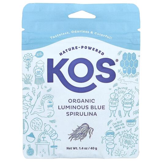 Основное фото товара Organic Luminous Blue Spirulina Powder Основное фото товара KOS, Голубая спирулина, Luminous Blue Spirulina Powder, 40 г