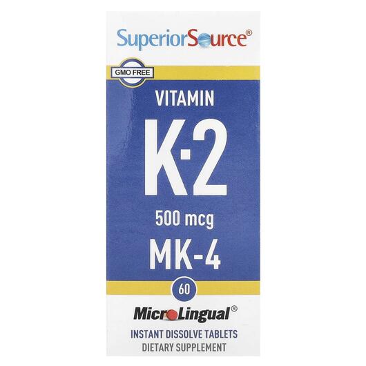 Основне фото товара Vitamin K-2 500 mcg Основне фото товара Superior Source, Vitamin K-2 500 mcg, Вітамін K Філохінон, 60 таб