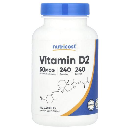 Основне фото товара Vitamin D2 50 mcg 2000 IU, Вітамін D2 Ергокальциферол, 240 капсул