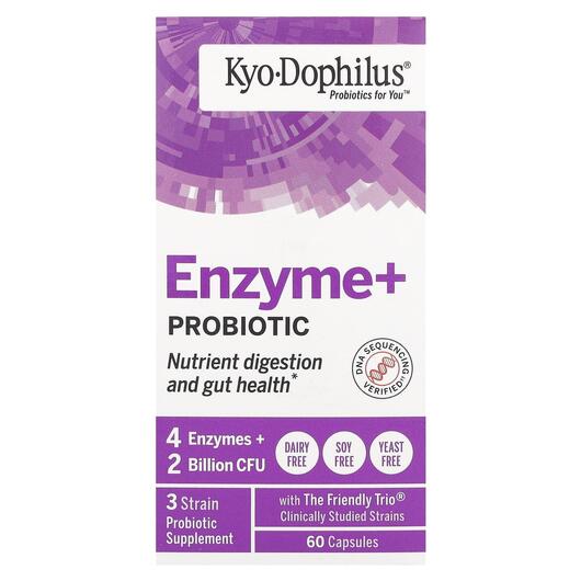 Основное фото товара Kyo Dophilus Probiotics Plus Enzymes Основное фото товара Kyolic, Ферменты, Probiotics+ Enzymes, 60 капсул