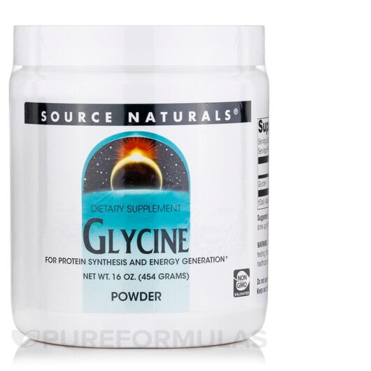 Основне фото товара Source Naturals, Glycine Powder, L-Гліцин, 454 г