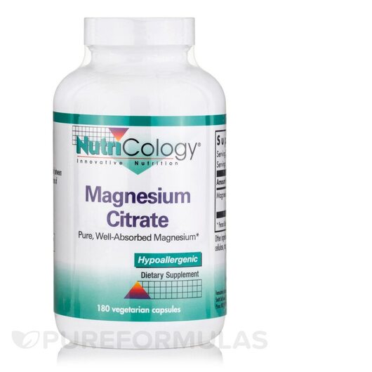 Основне фото товара Magnesium Citrate Основне фото товара Nutricology, Magnesium Citrate, Магній, 180 капсул