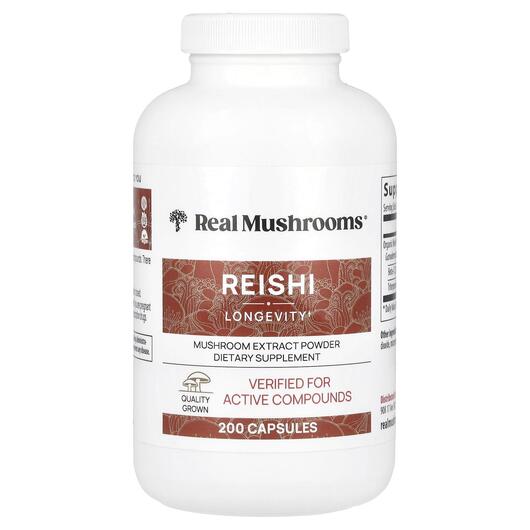 Основне фото товара Reishi Mushroom Extract Powder Основне фото товара Real Mushrooms, Reishi, Гриби Рейші, 200 капсул