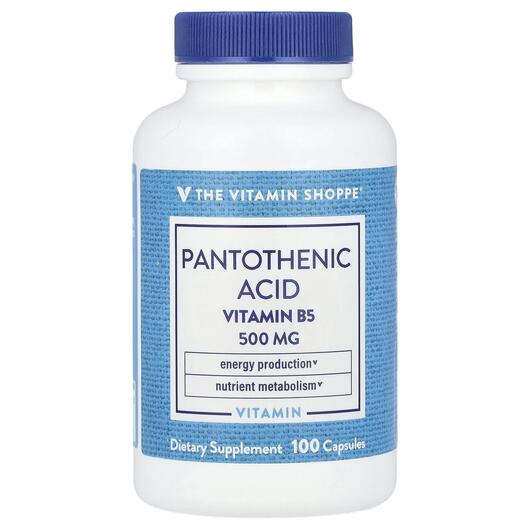 Основне фото товара Pantothenic Acid Vitamin B5 500 mg, Вітамін B, 100 капсул