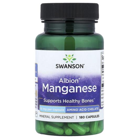 Основне фото товара Albion Manganese 10 mg Основне фото товара Swanson, Albion Manganese 10 mg, Марганець, 180 капсул