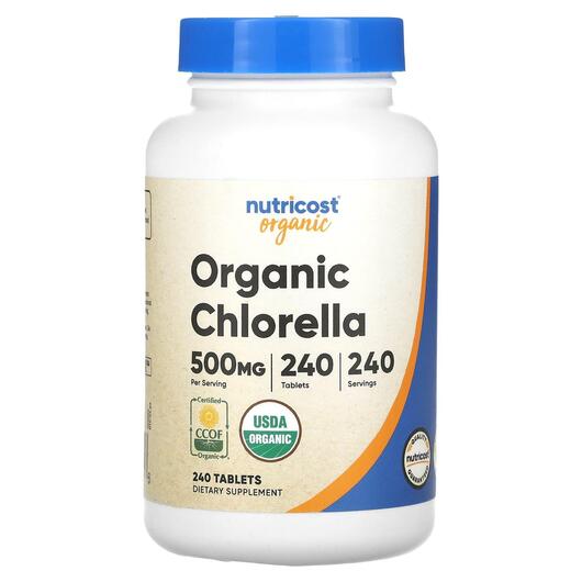 Основное фото товара Nutricost, Хлорелла, Organic Chlorella 500 mg, 240 таблеток