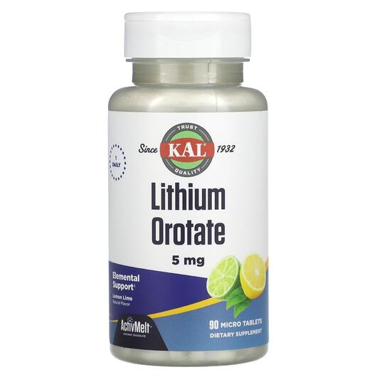 Основное фото товара Lithium Orotate 5 mg Lemon Lime Основное фото товара KAL, Литий, Lithium Orotate 5 mg Lemon Lime, 90 таблеток