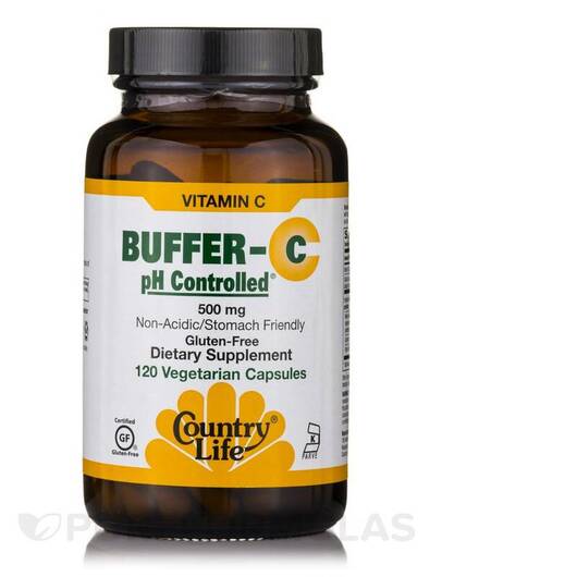 Основне фото товара Buffer-C pH Controlled 500 mg Основне фото товара Country Life, Buffer-C pH Controlled 500 mg, Вітамін C, 120 капсу
