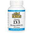 Фото товару Vitamin D3 50 mcg 2000 IU Фото товару Natural Factors, Vitamin D3 50 mcg 2000 IU, Вітамін D3, 240 капсу