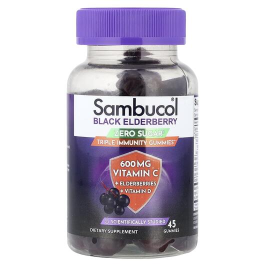 Основне фото товара Black Elderberry Zero Sugar Triple Immunity Gummies, Чорна Бузина