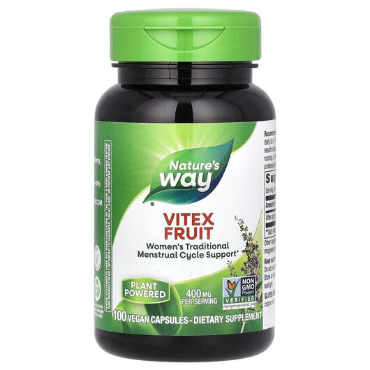 Основне фото товара Nature's Way, Vitex Fruit 400 mg, Вітекс 400 мг, 100 капсул