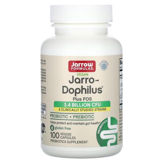 Основне фото товара Vegan Jarro-Dophilus Plus FOS Основне фото товара Jarrow Formulas, Jarro-Dophilus Plus FOS, Пробіотики, 100 капсул
