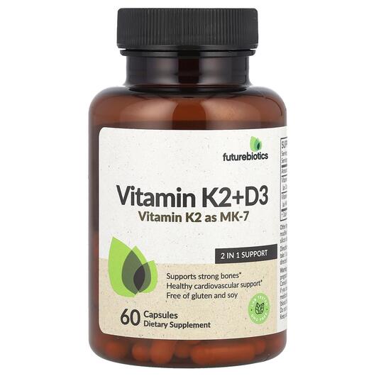 Основне фото товара Vitamin K2+D3 Основне фото товара Future Biotics, Vitamin K2+D3, Вітаміни D3 K2, 60 капсул