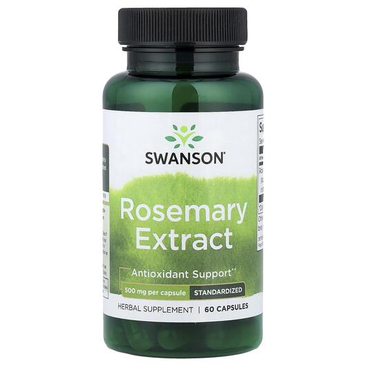 Основне фото товара Swanson, Rosemary Extract Standardized 500 mg, Розмарин, 60 капсу