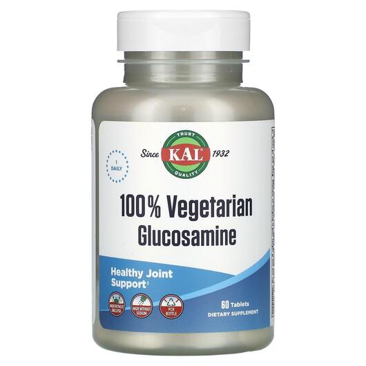 Основное фото товара 100% Vegetarian Glucosamine Основное фото товара KAL, Глюкозамин Хондроитин, 100% Vegetarian Glucosamine, 60 табле