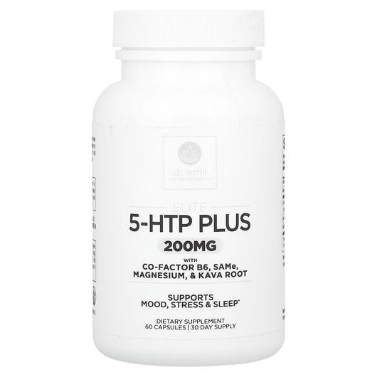 Основное фото товара Elite 5-HTP Plus with Co-Factor B6 SAMe Magnesium & Kava Root 200 mg Основное фото товара Dr Emil Nutrition, 5-гидрокситриптофан, Elite 5-HTP Plus, 60 капс