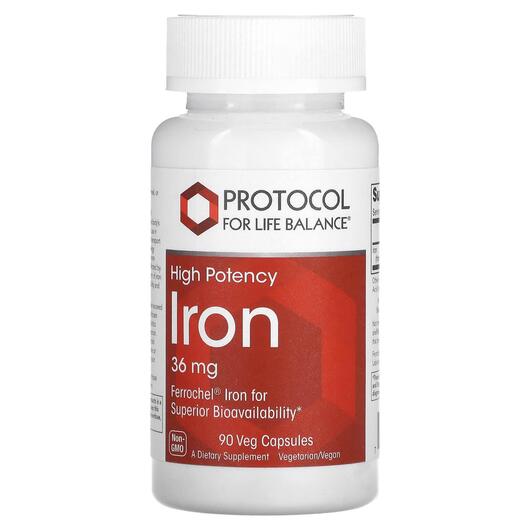 Основне фото товара Protocol for Life Balance, Iron 36 mg, Залізо, 90 капсул