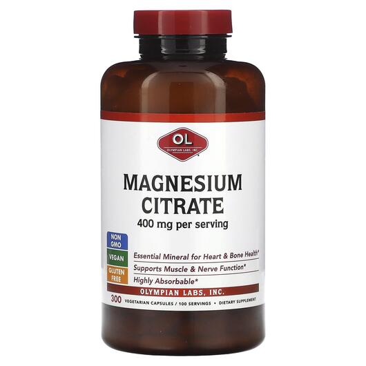 Основне фото товара Magnesium Citrate 133 mg Основне фото товара Olympian Labs, Magnesium Citrate 133 mg, Магній, 300 капсул