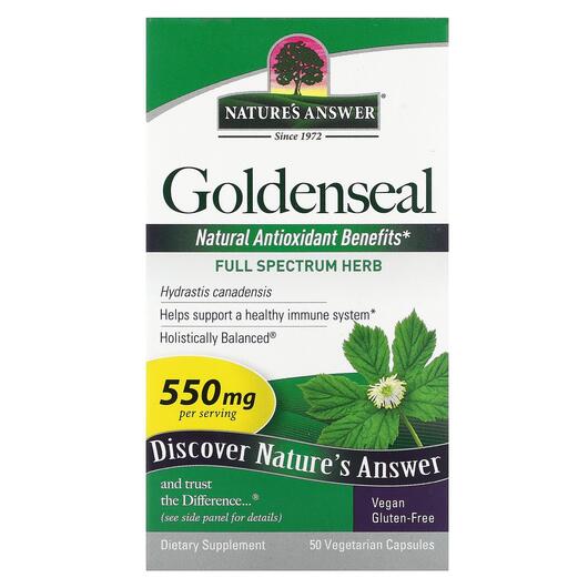 Основне фото товара Nature's Answer, Goldenseal Root 550 mg, Жовтокорінь, 50 кап