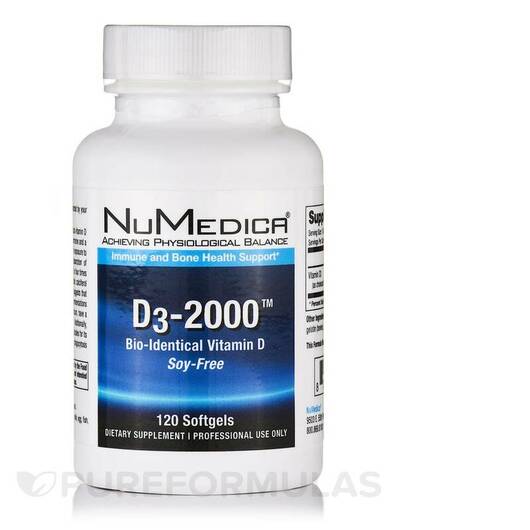 Основное фото товара D3-2000 Основное фото товара NuMedica, Витамин D3, D3-2000, 120 капсул