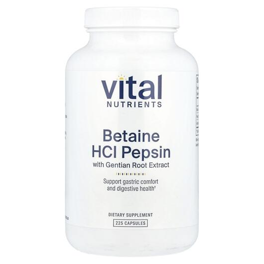 Основне фото товара Betaine HCl Pepsin Gentian Root Extract, Бетаїн Гідрохлорид, 225 
