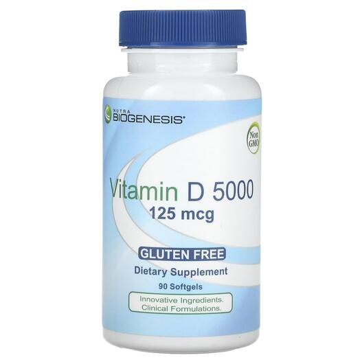 Основне фото товара Nutra BioGenesis, Vitamin D 5000 125 mcg, Вітамін D3, 90 капсул
