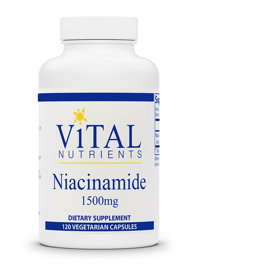 Основне фото товара Niacinamide 1500 mg Основне фото товара Vital Nutrients, Niacinamide 1500 mg, Ніацинамід, 120 капсул