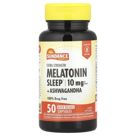 Основне фото товара Melatonin Sleep + Ashwagandha Extra Strength, Мелатонін, 50 капсу