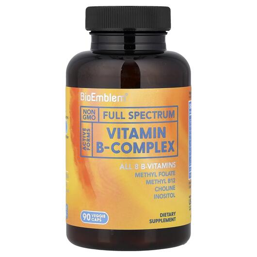 Основне фото товара Vitamin B-Complex Основне фото товара BioEmblem, Vitamin B-Complex, B-комплекс, 90 капсул