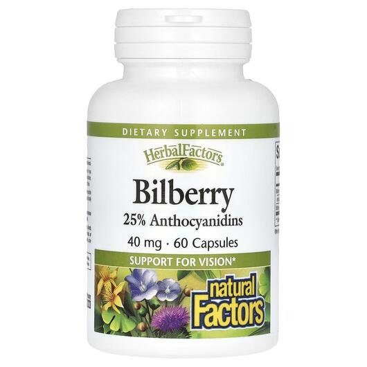 Основное фото товара Bilberry 40 mg Основное фото товара Natural Factors, Черника 40 мг, Bilberry 40 mg 60, 60 капсул