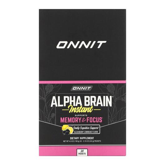 Основное фото товара Alpha Brain Instant Memory & Focus Blackberry Lemonade Flavor Основное фото товара Onnit, Поддержка мозга, Alpha Brain, 30 шт
