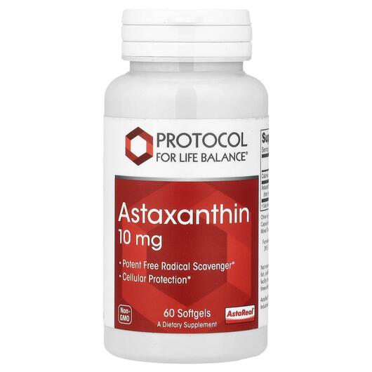 Основне фото товара Astaxanthin 10 mg Основне фото товара Protocol for Life Balance, Astaxanthin 10 mg, Астаксантин, 60 кап