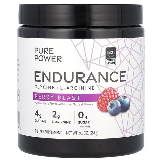 Основне фото товара Pure Power Endurance Glycine + L-Arginine, L-Гліцин, 258 г