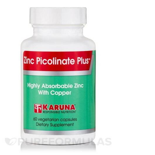 Основное фото товара Karuna Health, Цинк Пиколинат, Zinc Picolinate Plus, 60 капсул