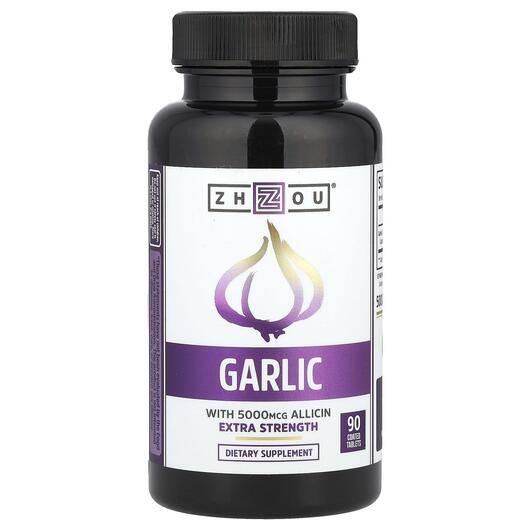 Основне фото товара Zhou Nutrition, Garlic Extra Strength, Екстракт Часнику, 90 табле