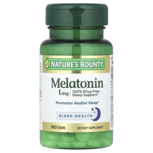 Основне фото товара Melatonin 1 mg Основне фото товара Nature's Bounty, Melatonin 1 mg, Мелатонін 1 мг, 180 таблето