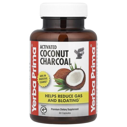Основне фото товара Yerba Prima, Activated Coconut Charcoal, Активоване вугілля, 60 к