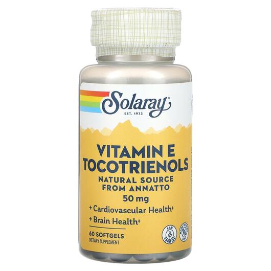 Основне фото товара Vitamine E Tocotrienols 50 mg Основне фото товара Solaray, Vitamine E Tocotrienols 50 mg, Токотрієноли, 60 капсул