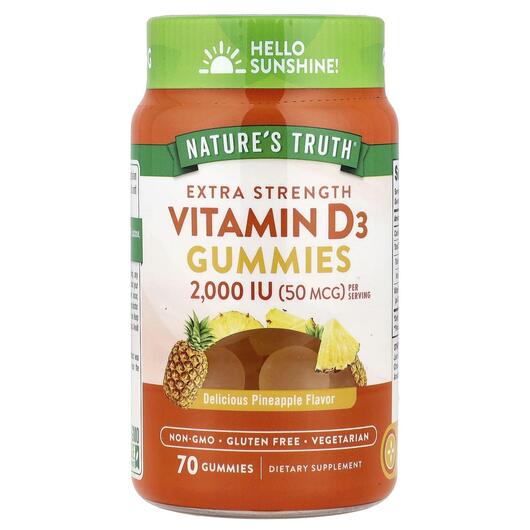 Основне фото товара Nature's Truth, Vitamin D3 50 mcg Gummies, Жувальний D3, 70 