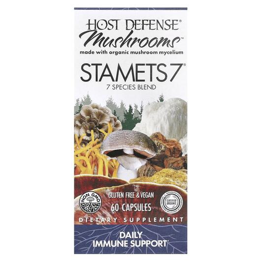Основне фото товара Host Defense Mushrooms, Stamets 7, Екстракт грибів, 60 капсул